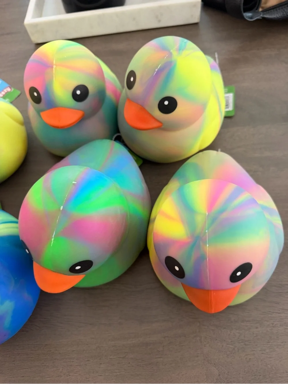 Rainbow Rubber Duck Toy with Orange Beak - Soft Squeaky Bath & Play Duck